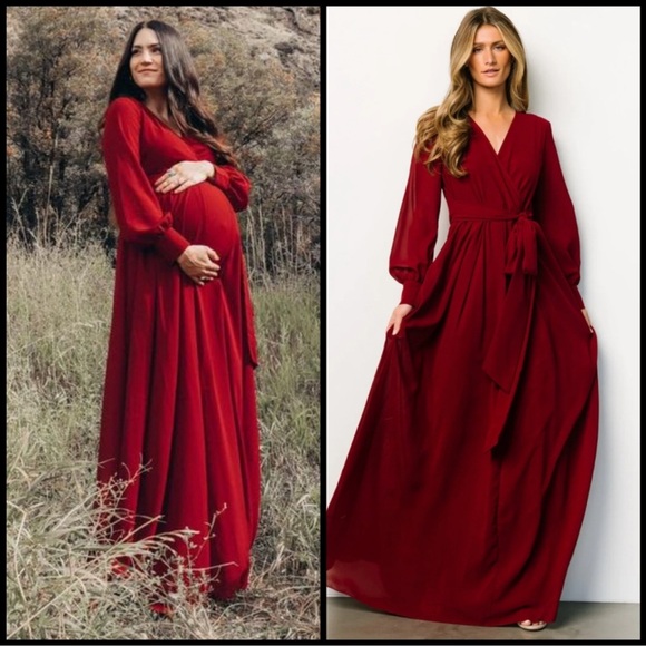 Baltic Born Dresses & Skirts - BALTIC BORN Burgundy Lydia Tie Waist Maxi Dress Flowy Romantic Size XL